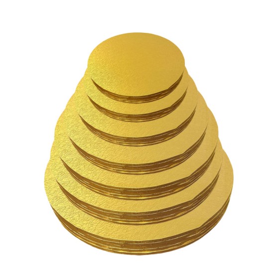 5mm Hochwertiges Holzkuchenbrett mit Goldener Beschichtung / Wooden Cake Board 26 cm - KN238-5ad - Mytortenland