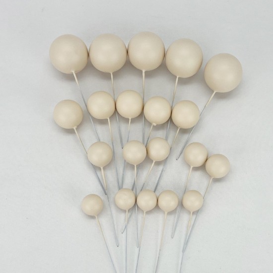 Tortendeko Kugeln | Mini Bälle Tortendeko Ballon | Kuchen Ball Topper | Deko Schaum Ball | Bälle Cake Topper 20 stück Beige - KN272 - Mytortenland