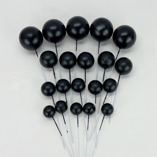 Tortendeko Kugeln | Mini Bälle Tortendeko Ballon | Kuchen Ball Topper | Deko Schaum Ball | Bälle Cake Topper 20 stück Schwarz - KN272 - Mytortenland