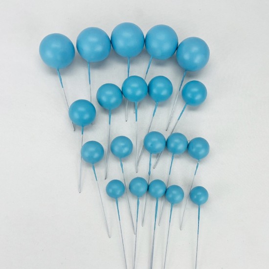 Tortendeko Kugeln | Mini Bälle Tortendeko Ballon | Kuchen Ball Topper | Deko Schaum Ball | Bälle Cake Topper 20 stück Blau - KN272 - Mytortenland