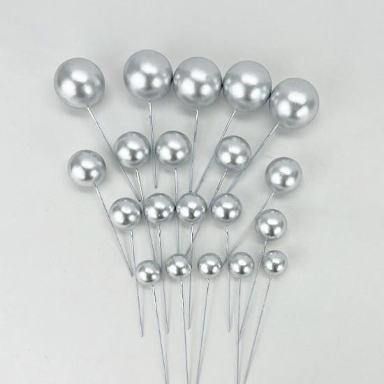 Tortendeko Kugeln | Mini Bälle Tortendeko Ballon | Kuchen Ball Topper | Deko Schaum Ball | Bälle Cake Topper 20 stück Silber - KN272 - Mytortenland