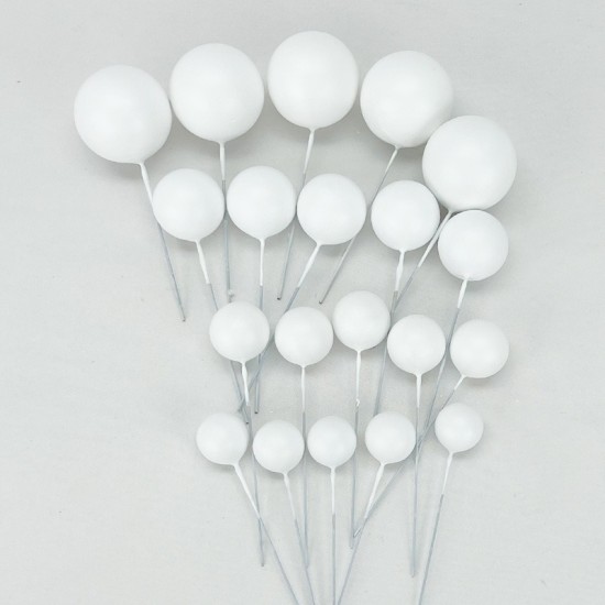 Tortendeko Kugeln | Mini Bälle Tortendeko Ballon | Kuchen Ball Topper | Deko Schaum Ball | Bälle Cake Topper 20 stück Weiss - KN272 - Mytortenland