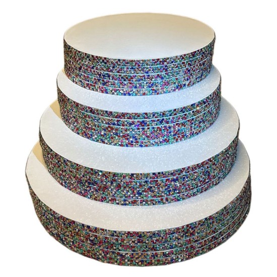 Pasta Altlığı / Cake Board – Mermer Desenli Beyaz Altın Detaylı 30 cm - kn303-1ad - Mytortenland