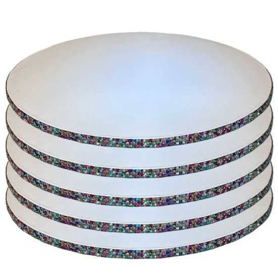 Pasta Altlığı / Cake Board – Mermer Desenli Beyaz Altın Detaylı 30 cm - kn303-1ad - Mytortenland