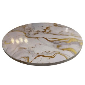 Tortenplatte / Cake Board - Exklusive Tortenplatten Marmor-Optik in Weiß - Gold 36 cm