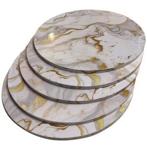 Tortenplatte / Cake Board - Exklusive Tortenplatten Marmor-Optik in Weiß - Gold 28 cm