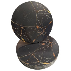 Tortenplatte / Cake Board - Exklusive Tortenplatten Marmor-Optik in Schwarz - Gold 36 cm