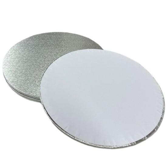 3mm Kalınlığında Gümüş Kaplama Kâğıt Yaş Pasta Altlığı /  Paper Cake Board 28 cm 5 Adet - Kn257-5 - Mytortenland