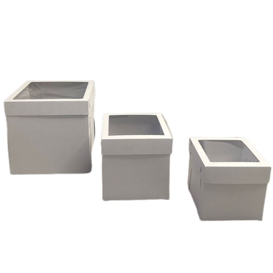 XL Pasta Kartonu / Yüksek Pasta Kutusu Pencereli 35x35x35 cm 1 Adet - CS35 - Mytortenland