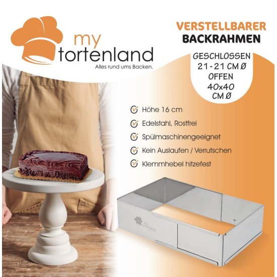 Ayarlanabilir Kare Pandispanya Çemberi 16 cm - M16-H - Mytortenland