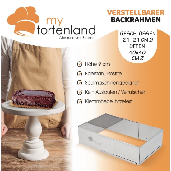Ayarlanabilir Kare Pandispanya Çemberi 9 cm - M9-H - Mytortenland