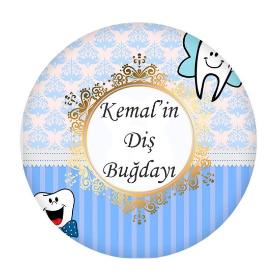 Erste Zahn Party Runde Etiketten selbst gestalten und Drucken lassen - KVN021 - Mytortenland