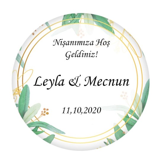 Çiçek Temalı Yuvarlak Etiketinizi Kendiniz Tasarlayın - KVN001 - Mytortenland