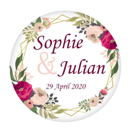 Çiçek Temalı Yuvarlak Etiketinizi Kendiniz Tasarlayın - KVN004 - Mytortenland