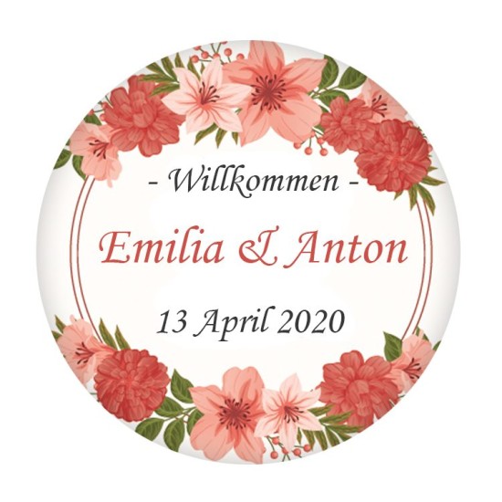 Çiçek Temalı Yuvarlak Etiketinizi Kendiniz Tasarlayın - KVN006 - Mytortenland