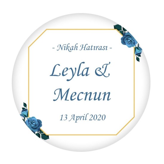 Çiçek Temalı Yuvarlak Etiketinizi Kendiniz Tasarlayın - KVN009 - Mytortenland