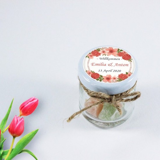 Çiçek Temalı Yuvarlak Etiketinizi Kendiniz Tasarlayın - KVN006 - Mytortenland