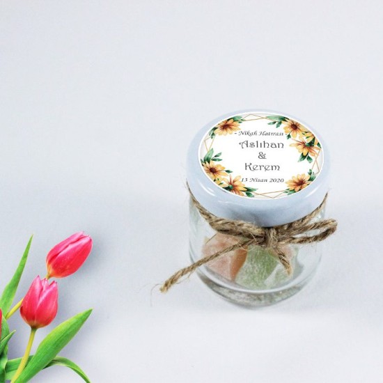 Çiçek Temalı Yuvarlak Etiketinizi Kendiniz Tasarlayın - KVN010 - Mytortenland