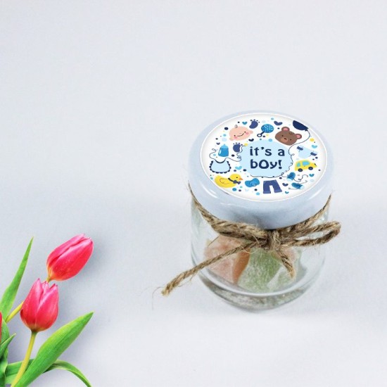 Baby Shower Runde Etiketten selbst gestalten und Drucken lassen - KVN024 - Mytortenland