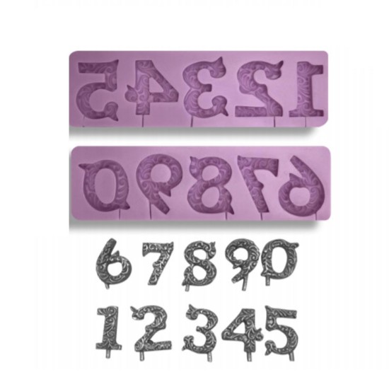 Gemusterte Zahlen Silikon Form - 00168 - Dr Paste