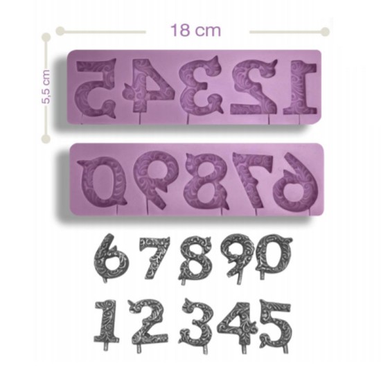 Gemusterte Zahlen Silikon Form - 00168 - Dr Paste