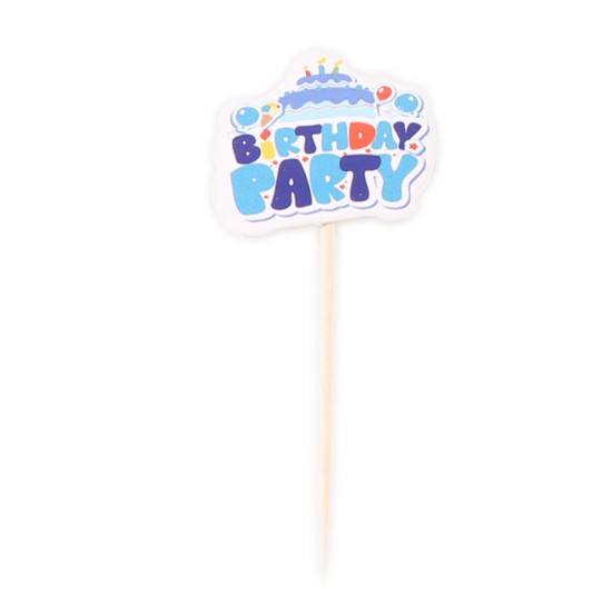 Blau Happy Birthday Partypicker 10 Stück - My2039 - Mytortenland