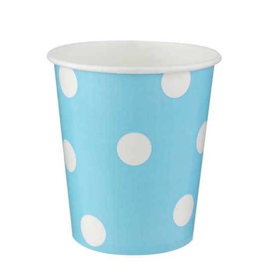 Blau Gepunktet Pappbecher 0,25 l - dkr99 - Mytortenland
