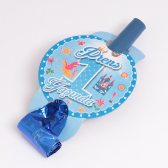 Blau 1 Jahr Partypfeifen / Tröten 6 Stück - YCL004 - Mytortenland