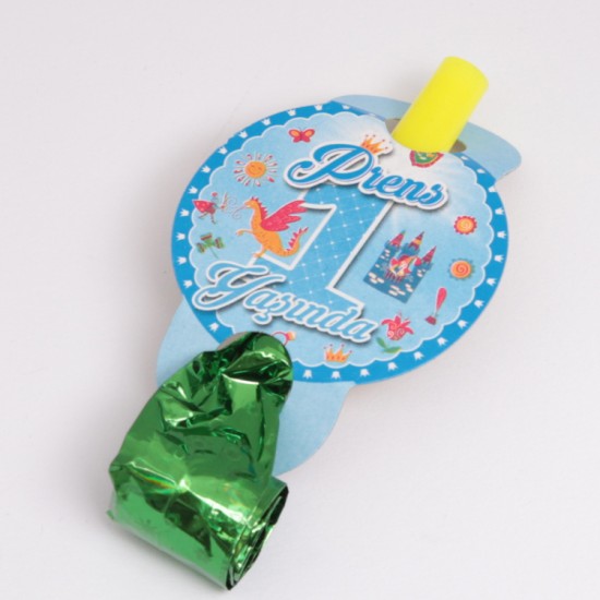 Blau 1 Jahr Partypfeifen / Tröten 6 Stück - YCL007 - Mytortenland