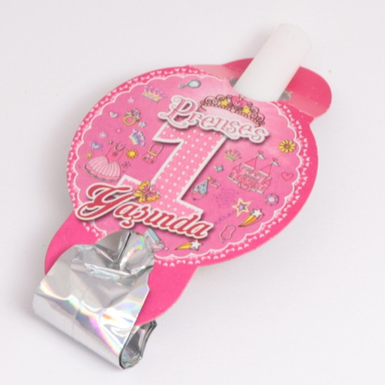 Rosa 1 Jahr Partypfeifen / Tröten 6 Stück - YCL0010 - Mytortenland