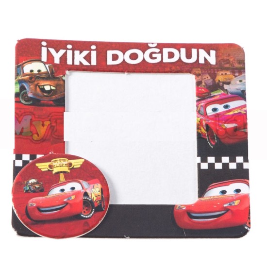iyiki Doğdun Cars Bilderrahmen mit Magnet 1 Stück - Y5342 - Mytortenland