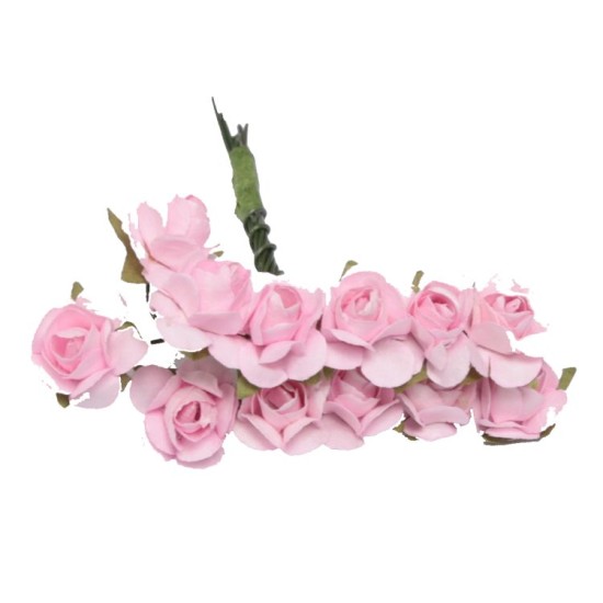 Rosa Papier Rosen Kleine Blumen 12 stück - YYT005 - Mytortenland
