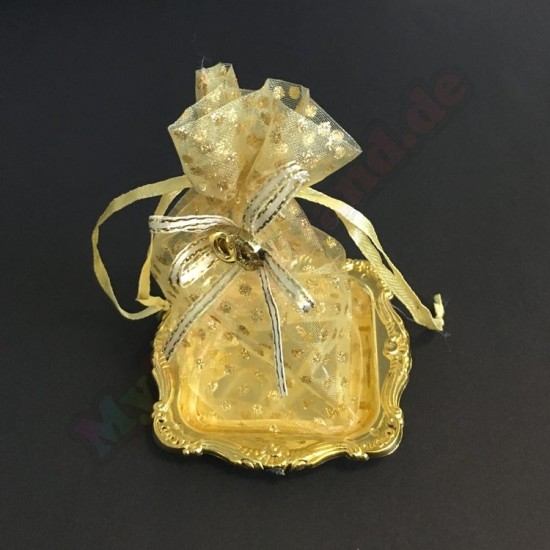 Tül Keseli Çerezlik Altın Renkte 1 Adet - MT50 - Mytortenland