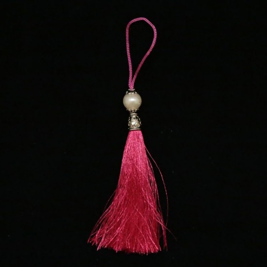 Quasten / Bommeln Fuchsia mit Diamantenstein 10 Stück - YY135 - Mytortenland