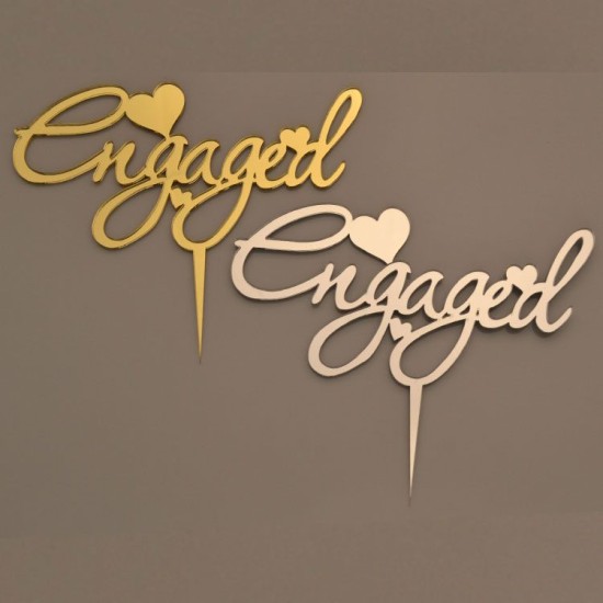 Cake Topper ENGAGED Gold / Silber - 14019 - Mytortenland