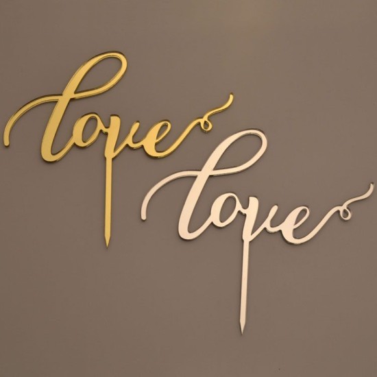 Cake Topper Love Gold / Silber - 14018 - Mytortenland