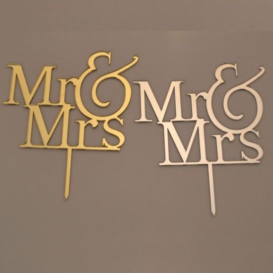 Cake Topper Mr & Mrs Gold / Silber - 14014 - Mytortenland