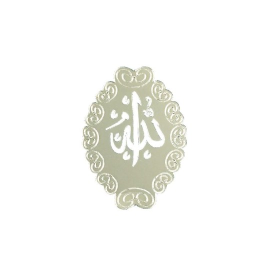 Silber Spiegel Flach Allah Beschriftung 7x5 cm - CS0054 - Mytortenland
