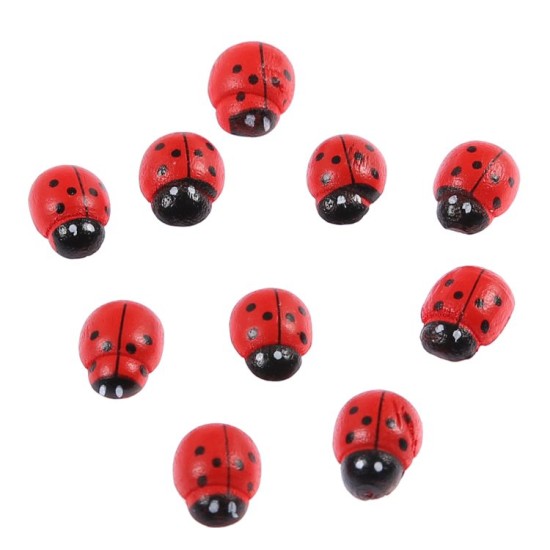 Klebbare Marienkäfer Rot ca. 1,5 cm 25 Stück - Y5510 - Mytortenland
