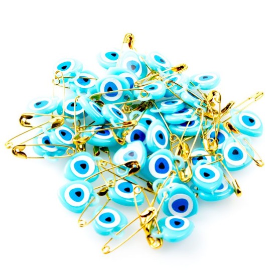 Schutz vor Böser Blicken Hellblau (Nazar Amulett) Anhänger 50 Stück - Y781 - Mytortenland