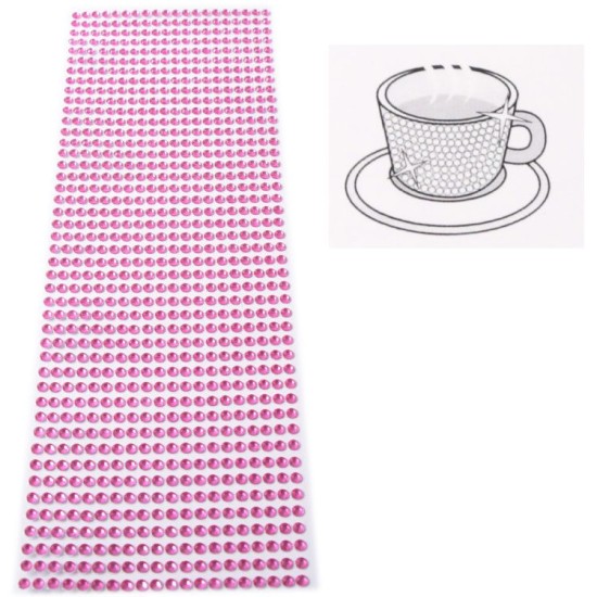 Pembe Renkte Yapışkan Sıralı Taşlar Dekoratif Amaçlı 1 Adet - MYS2 - Mytortenland