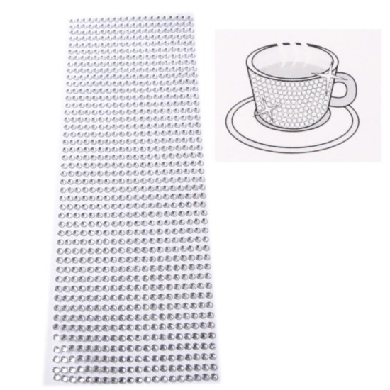 Gümüş Renkte Yapışkan Sıralı Taşlar Dekoratif Amaçlı 1 Adet - MYS1 - Mytortenland