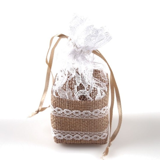 Geschenk Beutel aus Rohrgeflecht Rund Zubindbar 1 Stück - YK208 - Mytortenland