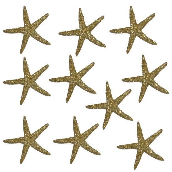 Seestern Gold mit Glitzer 10 stück - YYE570 - Mytortenland