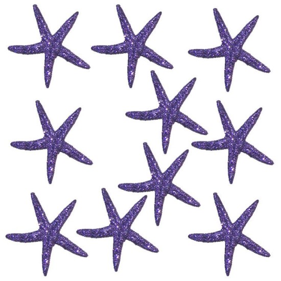 Seestern Lila mit Glitzer 10 stück - YYE5700 - Mytortenland