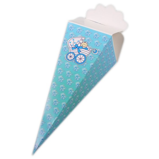 Puantiyeli Bebek Araba Temalı Külah Kutu 10 Adet - ATT19 - Mytortenland