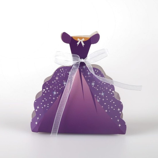 Geschenk Schachtel Abendkleid Lila mit Schleife 10 Stück - YK214 - Mytortenland