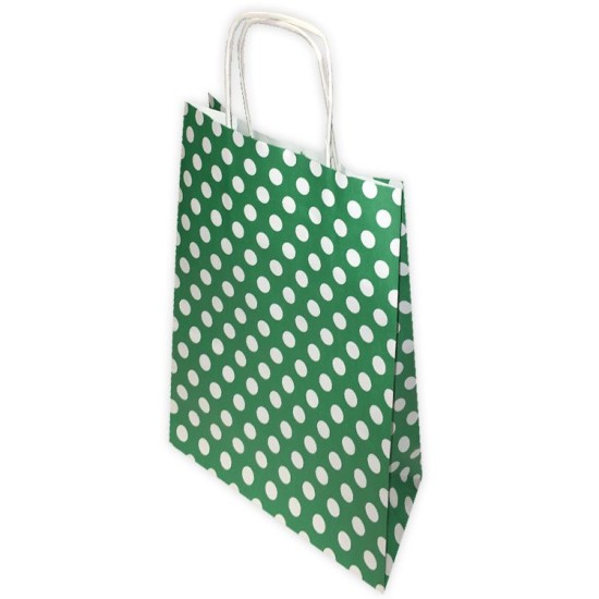 Grün mit Pünktchen Geschenktüte 10 stück 24 cm - AKK8 - Mytortenland