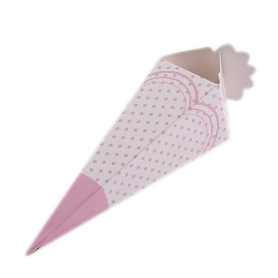 Puantiyeli Pembe Beyaz  Külah Kutu 10 Adet - ATT15 - Mytortenland