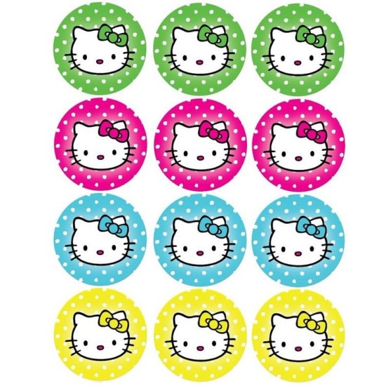 Hello Kitty Thema 3 Cupcake/Muffin Aufleger - Mc27 - Mytortenland